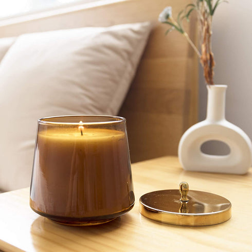 LA JOLIE MUSE Spicy Amber Scented Candle, Christmas Candle, Holiday Candle Gifts, Natural Soy Candle for Home Scented, 75 Hours Long Burning, Glass Jar Candle