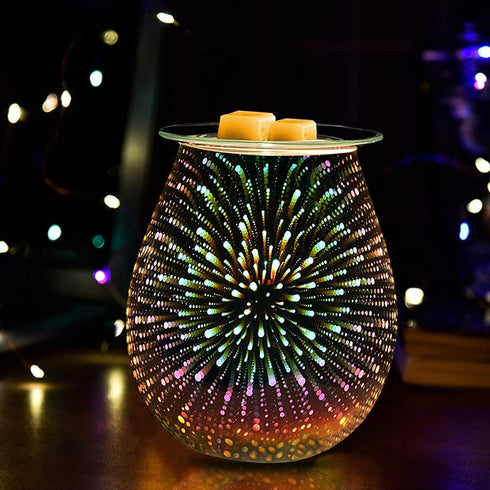 lovegerger Oil Burner Electric Candle Wax Warmer Burner Melter Fragrance Warmer for Home Office Bedroom Aromatherapy Gift& Décor 2 Bulbs Included (Fireworks)