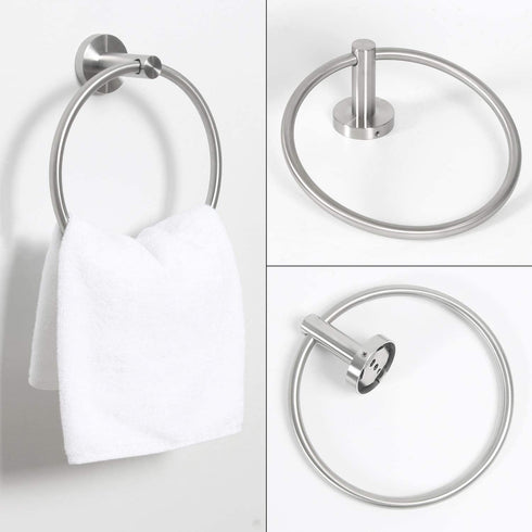 HouseAid Towel Ring and Toilet Paper Holder Set 2 Pieces Bathroom Hardware Stainless Steel Bathroom Hand Towel Holder Circle Towel Hanger Wall Mounted Brushed Nickel