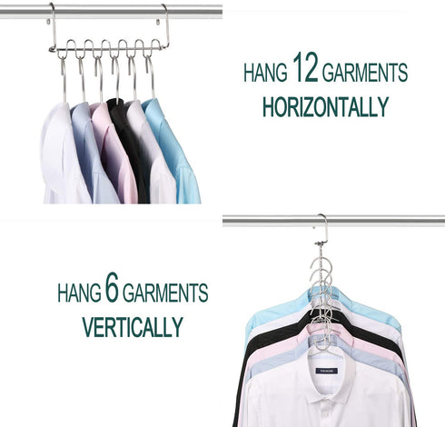 GEFTOL Metal Space Saving Hangers 12 Slots New Version Hanger Magic Cascading Hanger Closet Wardrobe Clothes Organizer(12 Pack)