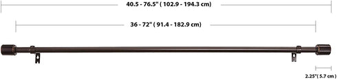 Amazon Basics 1-Inch Wall Curtain Rod with Cap Finials - 36 to 72 Inch, Dark Bronze (Espresso)