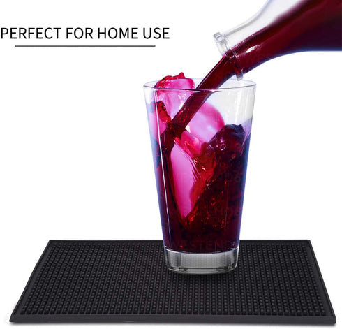 Bar Mat for Cocktail and Coffee Bar 6" x 12" Rubber Bar Service Spill Mat for Cocktail Bartender Coffee Bar or Countertop Mats Glass Drying Mat (Black Border - 12 x 18, 2)
