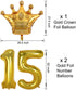 15th Birthday Decorations for Men Boy Women Girl,Black and Gold Birthday Decorations for 15th and 51st Happy Birthday Party with 15 Gold Number Balloon Happy Birthday Banner and Gold Crown Balloons