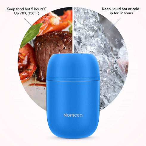 Insulated Lunch Container Hot Food Jar - Wide Mouth Thermoses for Hot Soup Nomeca 16Oz Vacuum Food Container Stainless Steel Thermal Soup Containers with Spoon for Kids Adult Gifts School Office, Blue