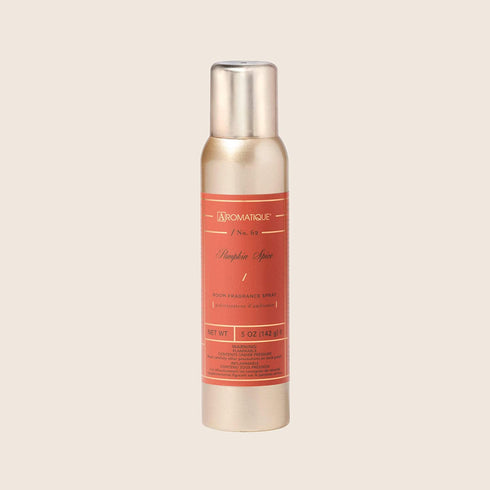 Aromatique Pumpkin Spice Fragrant Aerosol Room Spray in 5 oz Gold Bottle for Home Decor and Gift