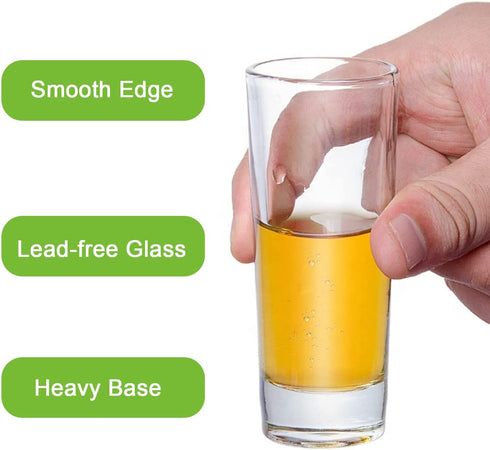 Shot Glasses 2 OZ, Set of 18, TAOUNOA Heavy Base Shot Glass Set