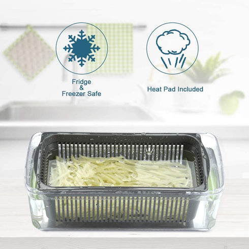 Cambom Onion Chopper Vegetable Chopper Mandoline Slicer Dicer with Colander Basket And Container Food Chopper Onion Cutter with Protective Gloves(Gray)