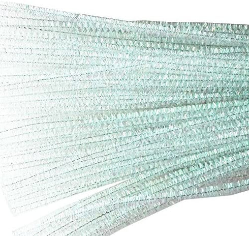 Carykon 100 PCS 12 Inch Iridescent Sparkly Tinsel Stems Pipe Cleaners (White)