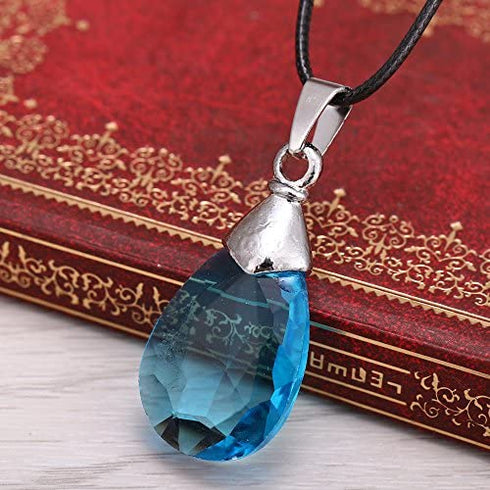 SAO Sword Art Online Yui's Heart Pendant Necklace for Asuna Yuuki cosplay - Black / Blue Crystal