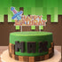 Pixel Style Gamer Birthday Party Supplies includes Banner - Cake and Cupcake Toppers - Balloons - Bracelets - Invitation Cards - Candy Bar Wrappers - Chip Can Labels
