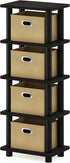 Furinno LACi 4-Bins System Rack, 11.3(W) x 28.8(H) Inch, Espresso/Black