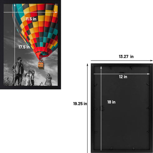 Golden State Art, 12x18 inch Poster Frame Black 1 Pack, Horizontal and Vertical Wall Display, with Plexiglass (12x18, Set of 1)