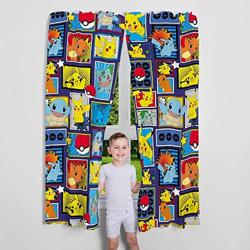 Franco Kids Room Window Curtains Drapes Set, 82 in x 63 in, Pokemon