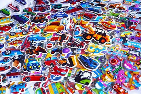 Kids Cars and Trucks Stickers Party Supplies Pack, 20 Different Sheets, Boy Stickers, Vehicle Stickers for Kids Toddler Boys with Cars, Fire Trucks, Construction, Buses, Airplane, Rocket and More