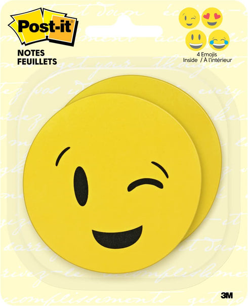 Post-it Printed Notes, 2 Pads/Pack, 30 Sheets/Pad, 3x3 in, Emoji designs, 4 alternating faces (BC-2030-EMOJI) , Yellow