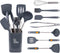 EooCoo Silicone Cooking Utensils Set with Holder, 8Pcs Kitchen Must Haves Stainless Steel Handle Cooking Tools, Kitchen Cookware 446°F Heat-Resistant for Nonstick Cookware Set, Gray
