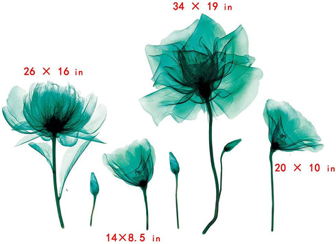 M ACHOOSE Wall Decals Emerald Green Flowers Wall Stickers Home Decor Peel and ptick Bathroom Decor Wall Art Wall Decor Living Room Bedroom Decor