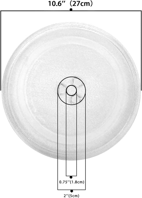 Microwave Glass Plate, 10-3/5" Microwave Turntable Tray Glass Plate Replacement, Compatible LG, Samsung, Kenmore, Hotpoint, Panasonic And GE.