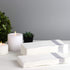 PARTY BARGAINS Disposable Linen-feel Paper Guest Towels - (100 Pack) 13" x 16" White w/Silver Print Cloth-like Paper Hand Towels for Bathroom, Soft, Durable Paper Napkins for Dinner, Wedding & Party