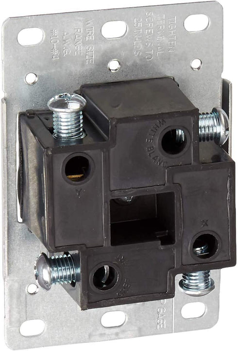 Leviton 279-S00 50 Amp, 125/250V, Nema 14-50R, 3P, 4W, Flush Mounting Receptacle, Straight Blade, Industrial Grade, Grounding, Side Wired, Steel Strap, Black