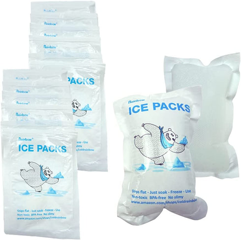 Ice Pack for Shipping Frozen Food Ice Pack for Lunch Box Bags Cooler Dry Pack Ice Cells Auto Water Absorption, Leakproof, Reusable, Transport Perishables, Long Lasting Cold Pack-25 Packs, 5.5"x 3.9"