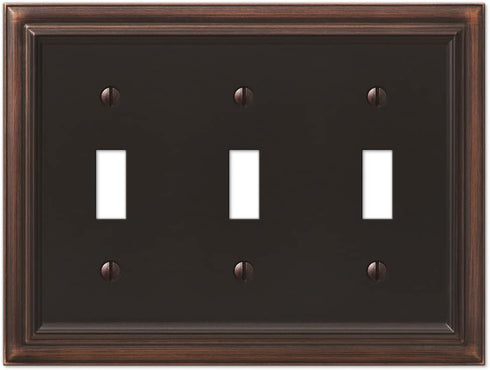 AMERELLE 94TTTVB Continental Triple Toggle Cast Metal Wallplate in Aged Bronze