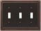 AMERELLE 94TTTVB Continental Triple Toggle Cast Metal Wallplate in Aged Bronze