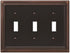AMERELLE 94TTTVB Continental Triple Toggle Cast Metal Wallplate in Aged Bronze