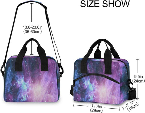 Green Purple Galaxy Space Lunch Bags for Women Nebula Star Lunch Tote Bag Lunch Box Water-resistant Thermal Cooler Bag Lunch Organizer for Working Picnic Beach Sporting