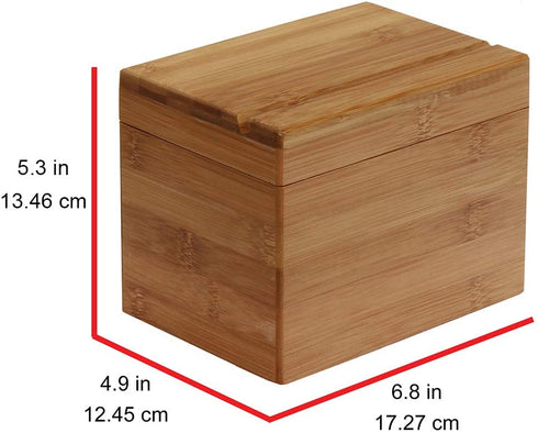Oceanstar Bamboo Recipe Box with Divider, Natural, 6.80" W x 4.90" D x 5.10" H