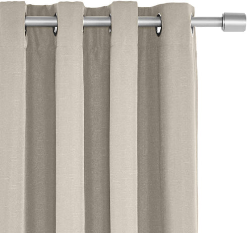 Amazon Basics 100% Blackout Textured Linen Window Panel with Grommets and Thermal Insulated, Noise Reducing Blackout Liner - 52" x 95", Grey