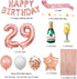 Fancypartyshop 29th Birthday Decorations - Rose Gold Happy Birthday Banner and Sash with Number 29 Balloons Latex Confetti balloons Ideal for Girl and Women 29 Years Old Birthday Rose Gold