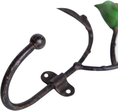 SOFFEE DESIGN 2 Packs Coat Hooks Wall-Mounted Hanging Metal Rack, Heavy Duty Tree Branch & Birds Key Holder, Vintage Farmhouse Coat Hooks for Towels, Hats, Scarves - Green