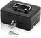 Small Cash Box with Lock and Slot - Jssmst Metal Coin Bank Piggy Bank for Adults and Kids, Black(SMCB0301N)