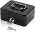 Small Cash Box with Lock and Slot - Jssmst Metal Coin Bank Piggy Bank for Adults and Kids, Black(SMCB0301N)
