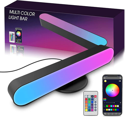 APEKX Smart RGB LED Lighting Bar Ambient Spotlight Lamp Stand, Suitable for Indoor Gaming Room Bookshelf Painting TV Stand Decoration, with Remote Control - Black