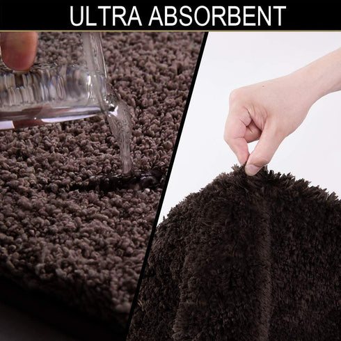 Walensee Bath Rug for Bathroom Non Slip Bathroom Mat (20 x 32, Brown) Water Absorbent Soft Microfiber Shaggy Bathroom Rug Machine Washable Bath Mat for Bathroom Thick Plush Shower Mat