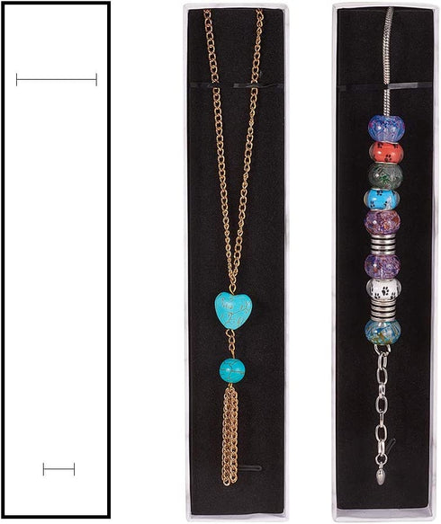 BENECREAT 8 Pack Kraft Rectangle Cardboard Jewelry Boxes Marble White Necklace Bracelet Box for Jewelry Set, 8.26x1.77x1.22 Inches