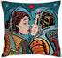Ambesonne Love Throw Pillow Cushion Cover, Space Man and Woman Astronauts Kissing Science Cosmos Couple Pop Art Design Print, Decorative Square Accent Pillow Case, 24" X 24", Orange Teal