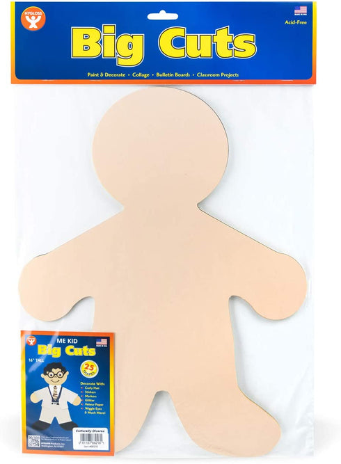 Hygloss Products Kid Shape Cuts Outs Assorted Multi-Cultural Paper - 16", 25 Pack (68253)