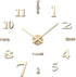 AILILIFE 3D DIY Wall Clock Decor Sticker Mirror Frameless Large DIY Wall Clock Kit for Home Living Room Bedroom Office Decoration (Gold)