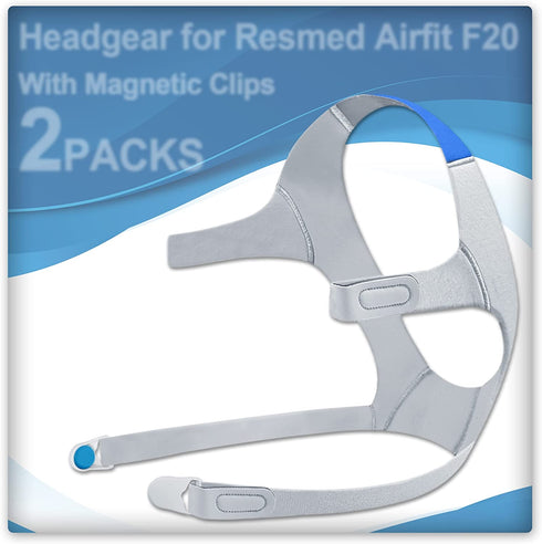 2Packs Replacement CPAP Headgear for Airfit F20 with Clips, 2Packs Replacement Headgear Compatible with AirFit F20(Standard),Flexible Headgear Elasticity, Great-Value Supplies by Medihealer.