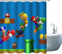 Kids Cartoon Shower Curtains Super Mario, 3D Print Children Shower Curtain, Kids Boy Bath Décor Fabric Curtains Sets with Hooks, 71 x 71 inch