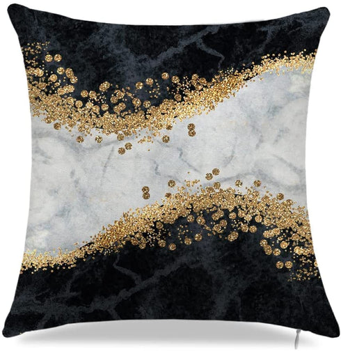 Pillow Covers 18x18, Navy Blue Marble Throw Pillow Covers, Set of 4, Black Gold Decorative Pillowcases, Blue Square Cushion Covers, for Living Room Bed Home Decor Couch Pillows(Navy Blue)