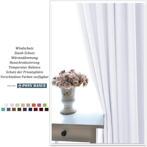 PONY DANCE Short Window Curtains 36 - Kitchen Tiers Valances Light Filter Rod Pocket Back Tab Drapes Blinds Match with Panels, 42 W x 36 in L, Pure White, 2 Pieces
