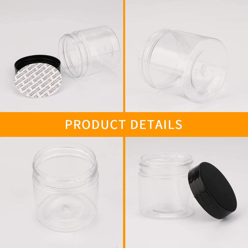2.5 oz Durable Plastic Jars, Accguan Clear Container for Food Storage, Airtight Plastic Jars Ideal For Dry Food, Spices and Bird Feed Storage, 48 PACK