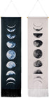 Tapestry Wall Hanging Tapestries Nine Phases of the Full Growth Cycle of the Moon Wall Tapestry Cotton Linen Wall Art, Modern Home Decor (Black + White Moon Phase Change, 12.99" x 52.75")
