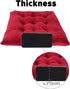 ELFJOY Set of 4 Solid Square 16 x 16 Tufted Chair Pads Indoor Seat Cushions Pillows with Ties (Burgundy)