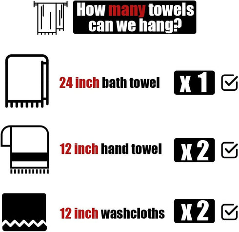 JQK Bath Towel Bar, 24 Inch Stainless Steel Towel Rack Bathroom, Towel Holder Brushed Finished Wall Mount, Total Length 27 Inch, TB110L24-BN