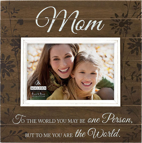 Malden International Designs Sun Washed Words Mom Walnut Distressed Picture Frame, 4x6, Walnut